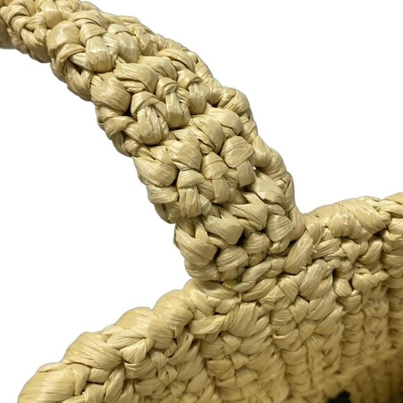Auth PRADA Small crochet tote bag - Beige Black Raffia Tote Bag - Picture 9 of 16